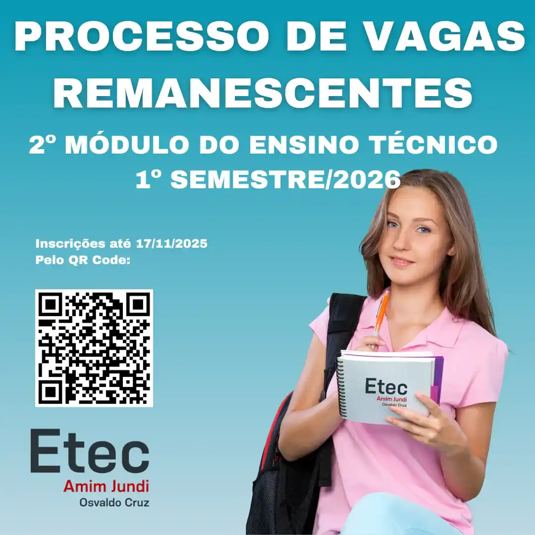 Capa da notícia Vagas remanescentes - 2º módulo - Cursos Técnicos