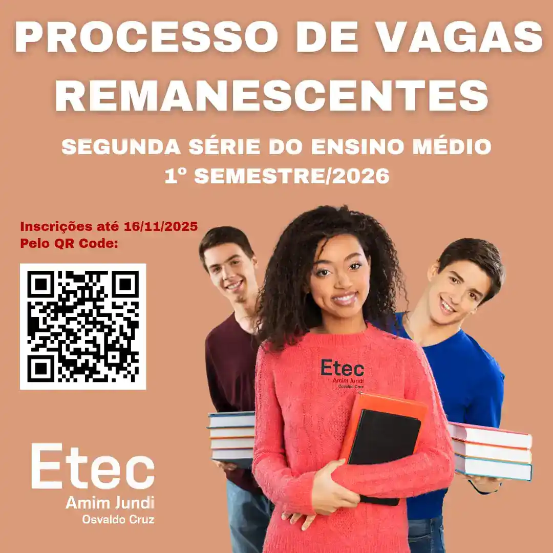 Capa da notícia Vagas Remanescentes - 2º ano - Ensino Médio Itinerário e M-Tecs